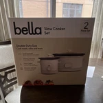 Bella Double-duty Duo Slow Cooker Set, 6QT & 2QT, Programmable, Dishwasher Safe. Fixed Price $35.99.