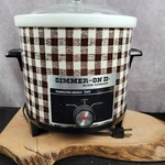 Vintage Crock Pot Simmer-on Ii Hamilton Beach 4 Qt. Slow Cooker Brown Plaid Mcm. Fixed Price $20.66.