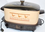 Vintage West Bend 6 Quart Slow Cooker Plus Griddle Amber Glass Lid Chicken Ducks. Fixed Price $39.99.