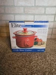 Elite Cuisine MST-250R 1.5 Qt. Slow Cooker With Tempered Glass Lid New. Fixed Price $19.99.