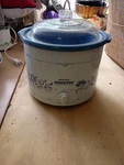 Rival Crockpot Model #3120 1/2 Quart Stoneware Slow Cooker Blue Floral. Fixed Price $27.99.