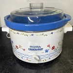 Vintage Rival Select Qt Crock Pot #3154 Floral Print Slow Cooker Plastic Lid. Fixed Price $31.49.