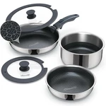 Ciwete 6-PIECE Hybrid Stainless Steel Pots And Pans Set Non Stick. Fixed Price $60.00.