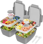 Cherrysea 2PACK Salad Lunch Container, 68OZ Bowls With 4 Compartments Tray. Fixed Price $37.40.
