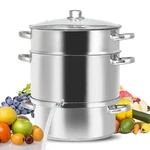 Costway 11-QUART Stainless Fruit Juicer Steamer Stove Top W/ Tempered Glass Lid. Fixed Price $79.99.