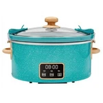 New The Pioneer Woman 6 Quart Digital Slow Cooker With Locking Lid, Teal Speckle. Fixed Price $36.00.