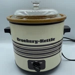 Crockery Kettle Slow Cooker Vintage 3.5 Qt E12736 Brown & Beige Made Usa. Fixed Price $28.87.