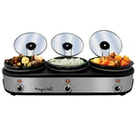 Megachef Triple 2.5 Qt Slow Cooker And Buffet Server With Ceramic Pots Lid Rests. Fixed Price $75.00.