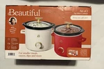 Lot Of (2) Beautiful Qt Manual Slow Cookers-tomato Red + White Icing Crockpot. Fixed Price $49.50.