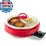Aroma Divided Electric Shabu Hot Pot Pfas-free Ceramic-coated 2.5 Qt. Fixed Price $72.16.