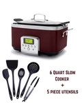 Greenpan Elite Programmable 6QT Electric Slow Cooker + 5 Piece Utensils. Fixed Price $225.95.