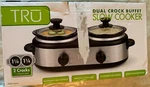 Tru Dual Crock Buffet Slow Cooker 1/4 Quarts Each - New In Box. Fixed Price $39.00.