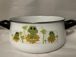 Vintage Sears & Roebuck Neil The Frog Enamelware Large Crock Pot Bottom. Fixed Price $169.92.