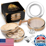 Crownspire 2-TIER Bamboo Steamer Basket Set W/ Adapter Ring, Dumpling Mold. Fixed Price $74.63.