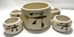 Vintage 1950S West Bend Stoneware Buffet Patio Crock Pot & 4 Cups. Fixed Price $20.99.