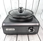 Crock Pot Hook Up 2.5 Quart Round Slow Cooker Black/dark Gray SCCPMD2-CH. Fixed Price $48.00.