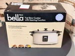 Bella 7-QT. Programmable Slow Cooker With Searing Function, White. Fixed Price $34.99.