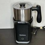 Homtone 5-IN-1 Milk Frother And Steamer Electric Silver Black Works. Fixed Price $60.00.