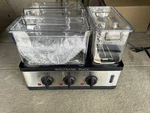 Wolfgang Puck 3-COMPARTMENT Electric Food Steamer Stainless Steel Black. Fixed Price $24.99.