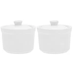 Luxshiny Ceramic Stew Pot With Lid Set Of 2 3.54 Inch Soup Bowls For Home Res.... Fixed Price $44.05.