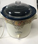 Vintage Rival Crock Pot Slow Cooker Floral Fruit Mdl 3100 3.5 Quart W/ Lid Works. Fixed Price $24.99.