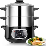 Secura 2-TIER 8.5 Qt Stainless Steel Electric Food Steamer W/ Timer & Glass Lid. Fixed Price $132.95.