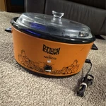 Nesco Pot Luck Slow Cooker Orange Temperature Control Glass Lid Model 22676. Fixed Price $25.00.