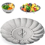 Zocy Steamer Basket, Stainless Steel Vegetable Small (5" To 9"), Silver. Fixed Price $14.99.