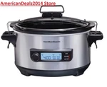 Hamilton Beach Programmable 6 Quart Slow Cooker, Temp Probe, Silver New. Fixed Price $88.74.