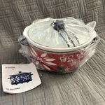 Temp-tations Adjustable Slow Cooker 6 Qt. Red W/ White Flowers Temptations. Fixed Price $39.99.