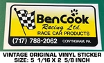 Ben Cook Racing Ltd Race Car Products - Vintage Original Vinyl Decal Sticker. Fixed Price $8.03.