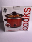Cooks Jcp Home 1.5 Quart Red Stainless Steel Slow Cooker Ceramic Crock Pot. Fixed Price $20.00.