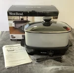 West Bend Quart Slow Cooker 84905 Gunsmoke Gray With Glass & Steel Lid In Box. Fixed Price $99.99.