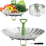 Consevisen Vegetable Steamer Basket For Cooking 5.1" To 9", Silver/green. Fixed Price $18.99.