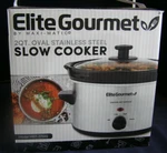 Elite Gourmet By Maxi-matic Qt. Oval Stainless Steel Slow Cooker MST-275XS. Fixed Price $42.97.
