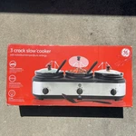 Ge Triple 3 Crock Slow Cooker X 2.5QT Buffet Server, Individual Temp Settings. Fixed Price $99.00.