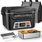 East Oak Heated Lunch Box For Men, Electric 1.3L, Matte Black. Fixed Price $114.21.