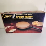 Vintage Oster Maker Creperie Electric Iron Model 742-03 W/ Recipe Book. Fixed Price $29.99.