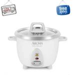 Aroma 6-CUP Rice Cooker, Stainless Steel Inner Pot, One-touch White Food Steamer. Fixed Price $39.99.