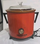 Vintage Rival Crock Pot Red Flame Orange Model 3100/2 Slow Cooker 3.5 Qt. Tested. Fixed Price $35.00.