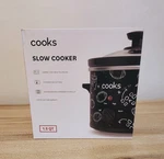 Cooks Slow Cooker 1.5 Quart Festive Football Season Print Black Crock Pot New. Fixed Price $15.97.