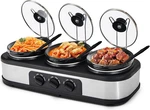 Triple Slow Cooker Buffet Server - 3 Temp Modes & Removable Glass Lid. Fixed Price $148.99.
