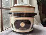 Vintage 1970 Crock Pot Rival 3.5 Quart Almond Brown Glass Lid Model 3100/2 Euc. Fixed Price $35.00.