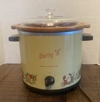 Betty "g" Vintage Crock Pot Slow Cooker 4.5QT W/ Mushrooms & Crabs Harvest Gold. Fixed Price $36.00.