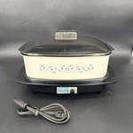Vtg West Bend Model 84654 Quart Slow Cooker Plastic Lid Blue Flowers. Fixed Price $34.99.