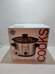 Cooks 1.5 Quart Stainless Steel Slow Cooker New Box Removable Pot. Fixed Price $19.99.