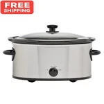 Mainstays 6 Quart Oval Slow Cooker With Stainless Steel Finish And Glass Lid. Fixed Price $22.99.
