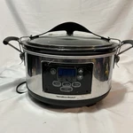 Hamilton Beach Programmable Stay Or Go Slow Cooker, 6 Quarts, Silver. Fixed Price $40.00.