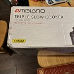 Ambiano Triple Slow Cooker 2.5 Qt Size. Fixed Price $45.00.