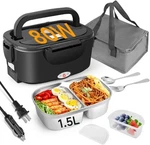 Electric Lunch Box 80W For Adults, 1.5L Warmer With 2 Black. Fixed Price $31.66.